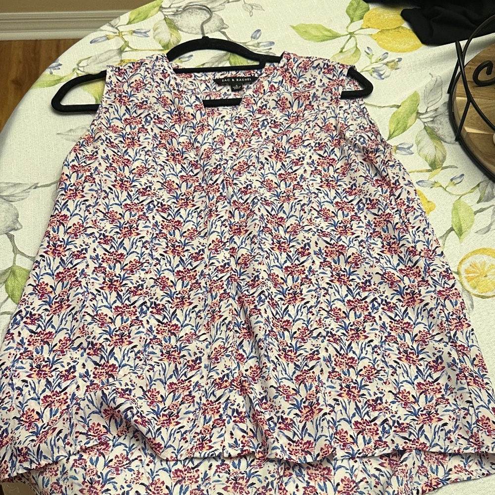 Zac & Rachel Floral Sleeveless Blouse - Red and Blue